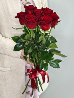 Букет из 7 роз красный (50 см) 