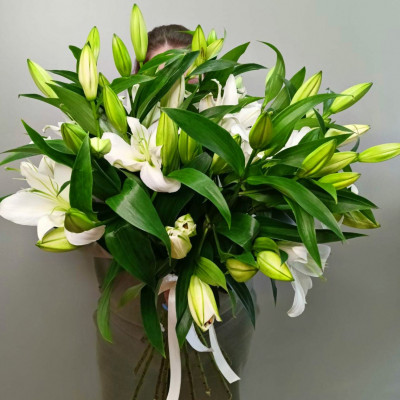 Букет из 11 белых лилий
