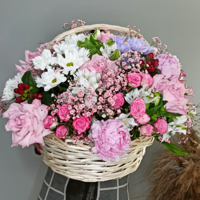 Корзина «Розовый рассвет»