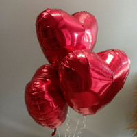 Набор из 3 фольгированных шаров (сердце красный)