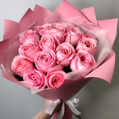 Букет из 15 пионовидных роз PINK EXPRESSION