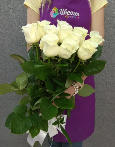 Букет из 11 роз белый (80 см)