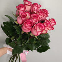 Букет из 11 роз розовый (50см)