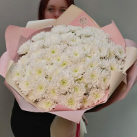 Букет из 23 кустовых хризантем белый