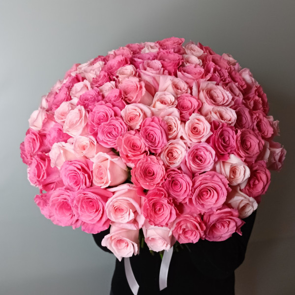 Букет из 51 розы 60 см розовый микс