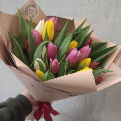 Букет из 25 тюльпанов микс
